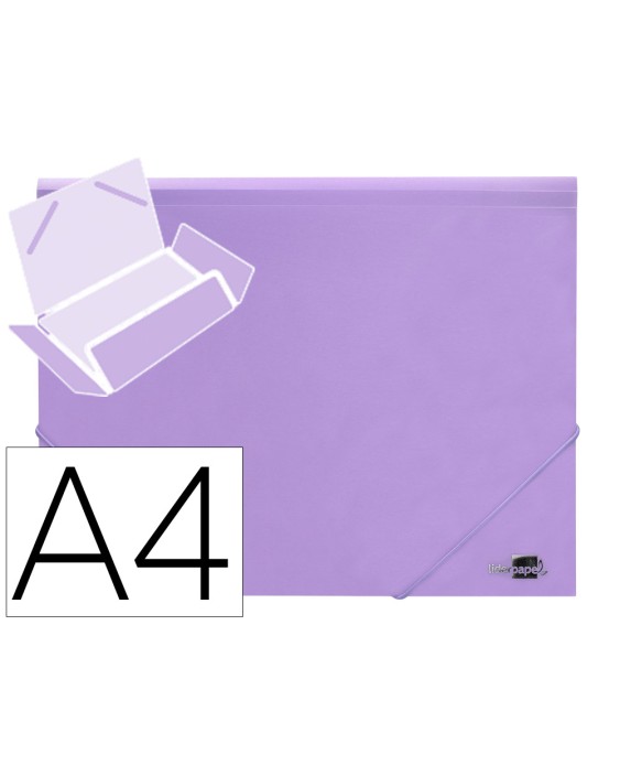 Carpeta liderpapel gomas tres solapas polipropileno din a4 color lavanda opaco