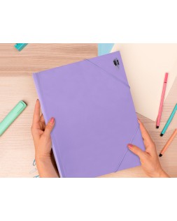 Carpeta liderpapel gomas tres solapas polipropileno din a4 color lavanda opaco