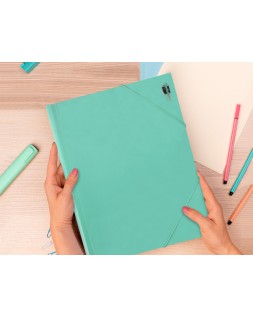 Carpeta liderpapel gomas tres solapas polipropileno din a4 color verde opaco