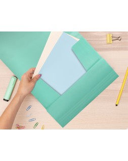 Carpeta liderpapel gomas tres solapas polipropileno din a4 color verde opaco