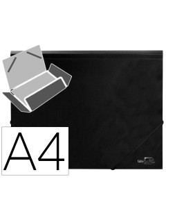 Carpeta liderpapel gomas tres solapas polipropileno din a4 color negro opaco