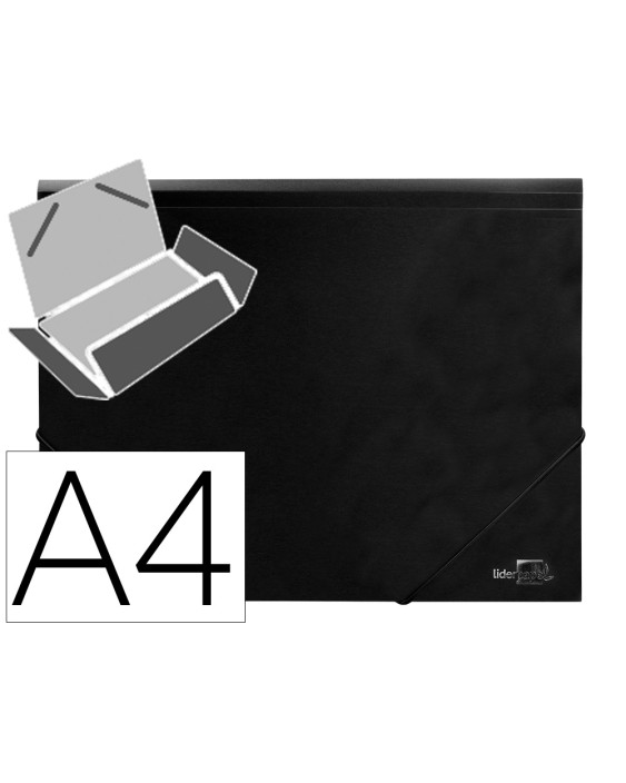 Carpeta liderpapel gomas tres solapas polipropileno din a4 color negro opaco