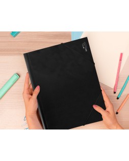 Carpeta liderpapel gomas tres solapas polipropileno din a4 color negro opaco