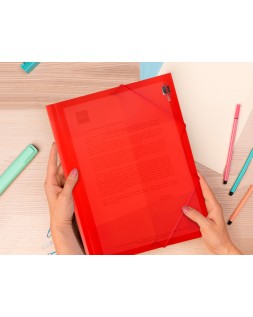 Carpeta liderpapel gomas tres solapas polipropileno din a4 color rojo translucido