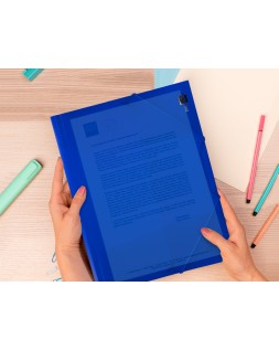 Carpeta liderpapel gomas tres solapas polipropileno din a4 color azul translucido
