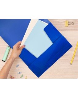 Carpeta liderpapel gomas tres solapas polipropileno din a4 color azul translucido