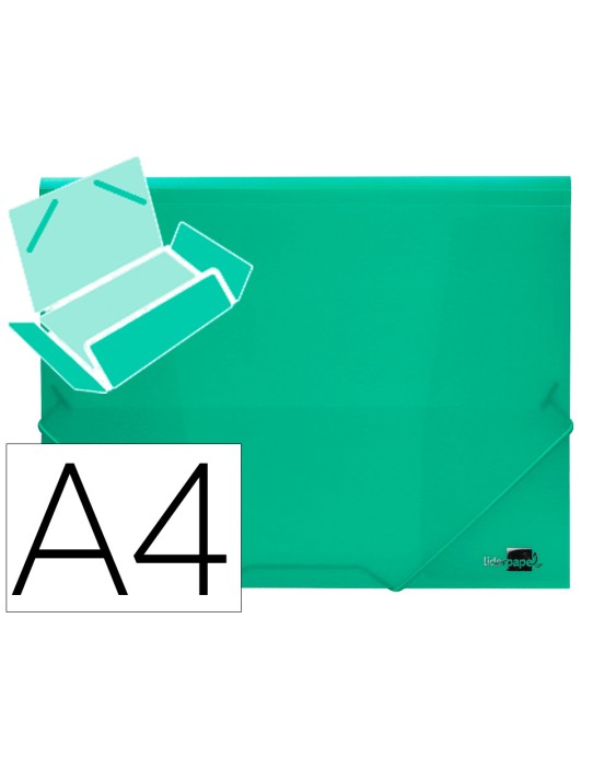 Carpeta liderpapel gomas solapas 34963 polipropileno din a4 verde translucido