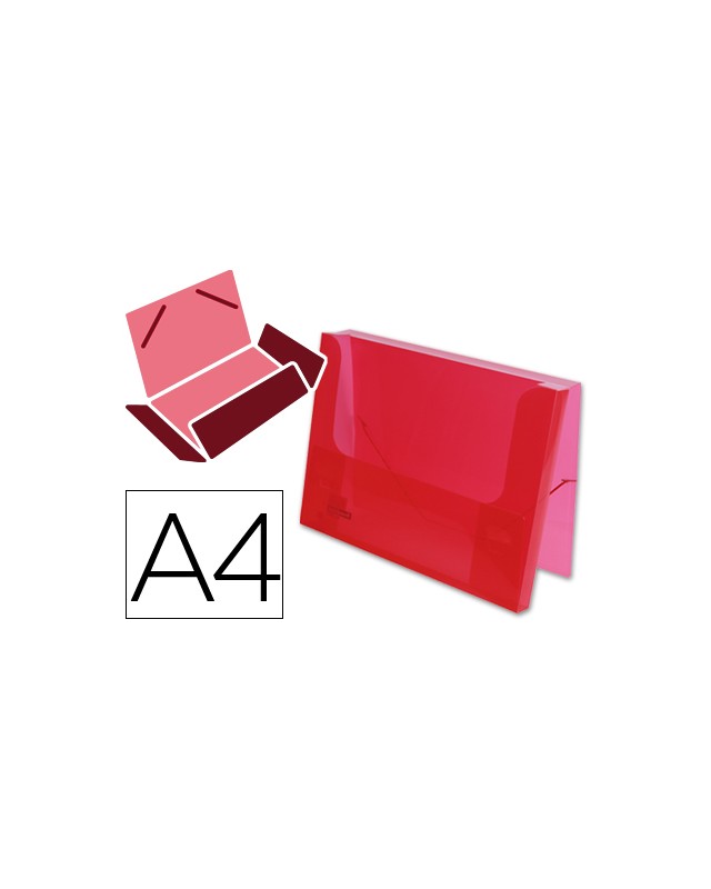 Carpeta liderpapel portadocumentos gomas 36930 polipropileno din a4 rojo translucido lomo 25 mm