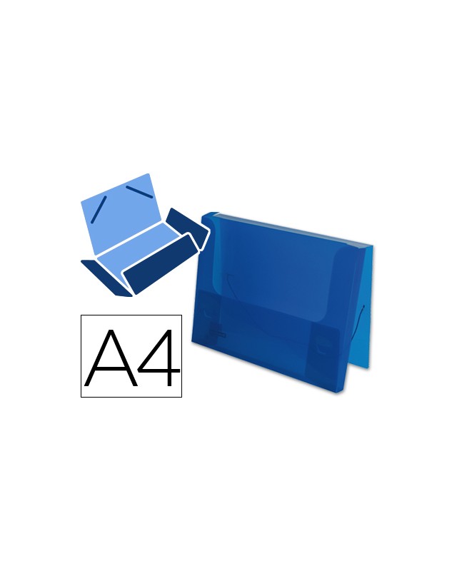 Carpeta liderpapel portadocumentos gomas 36932 polipropileno din a4 azul translucido lomo 25 mm