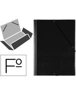 Carpeta saro gomas tres solapas plastico folio color negro