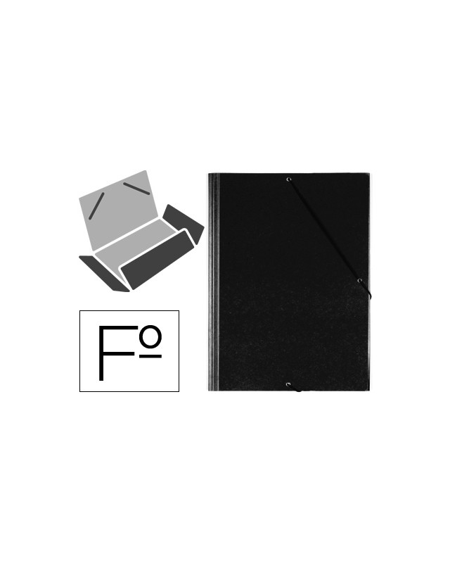Carpeta saro gomas tres solapas plastico folio color negro