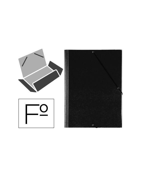 Carpeta saro gomas tres solapas plastico folio color negro