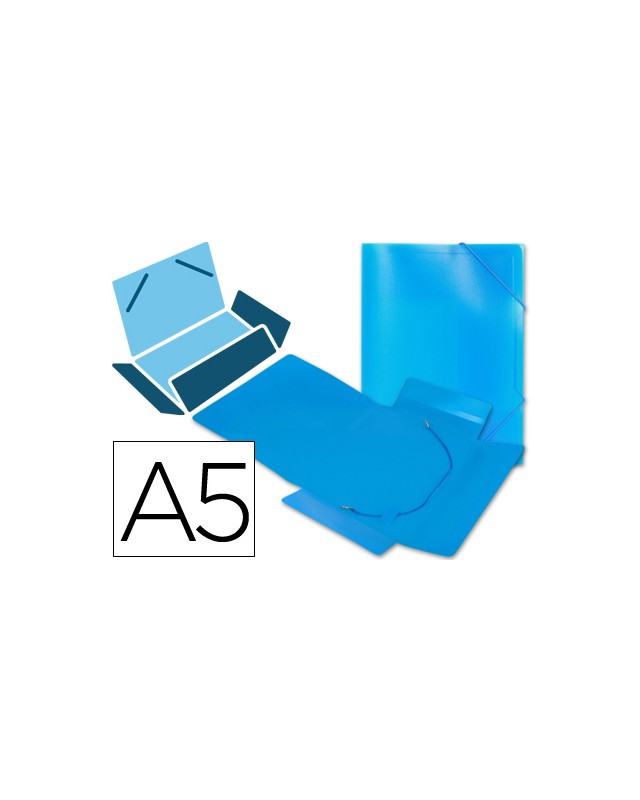 Carpeta liderpapel gomas tres solapas polipropileno din a5 color azul
