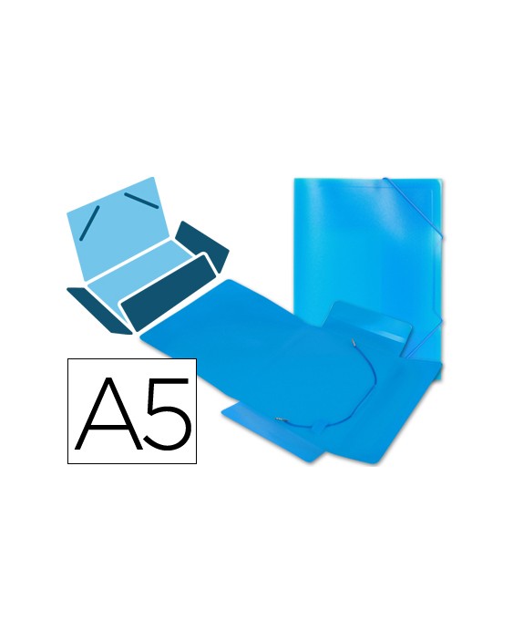 Carpeta liderpapel gomas tres solapas polipropileno din a5 color azul