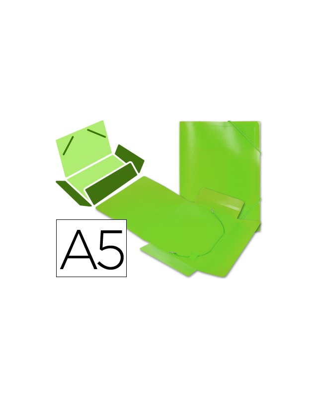 Carpeta liderpapel gomas tres solapas polipropileno din a5 color verde