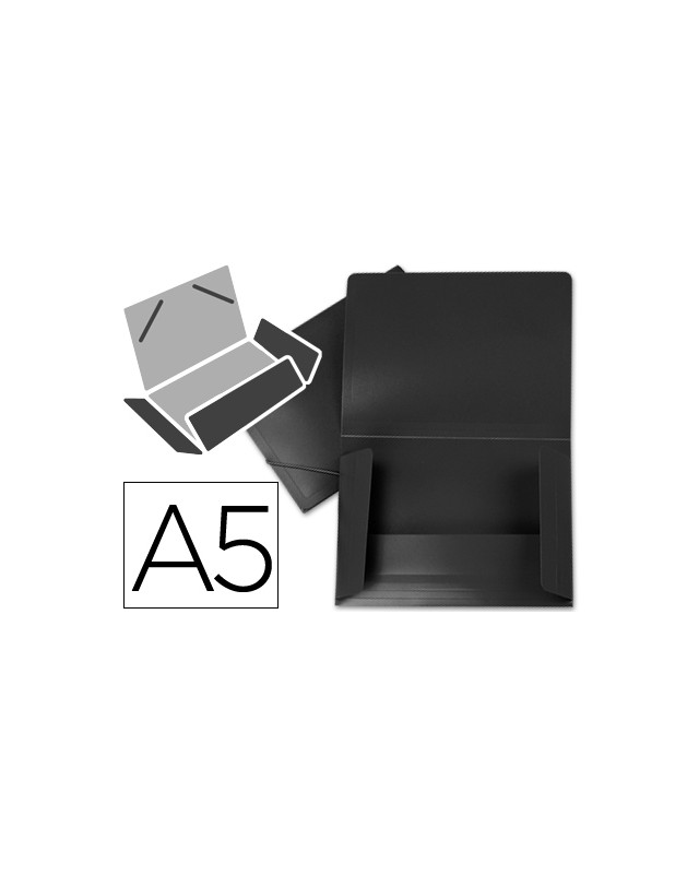 Carpeta liderpapel gomas tres solapas polipropileno din a5 color negro opaco