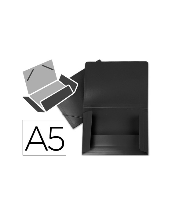 Carpeta liderpapel gomas tres solapas polipropileno din a5 color negro opaco