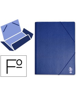 Carpeta liderpapel gomas tres solapas plastico folio color azul