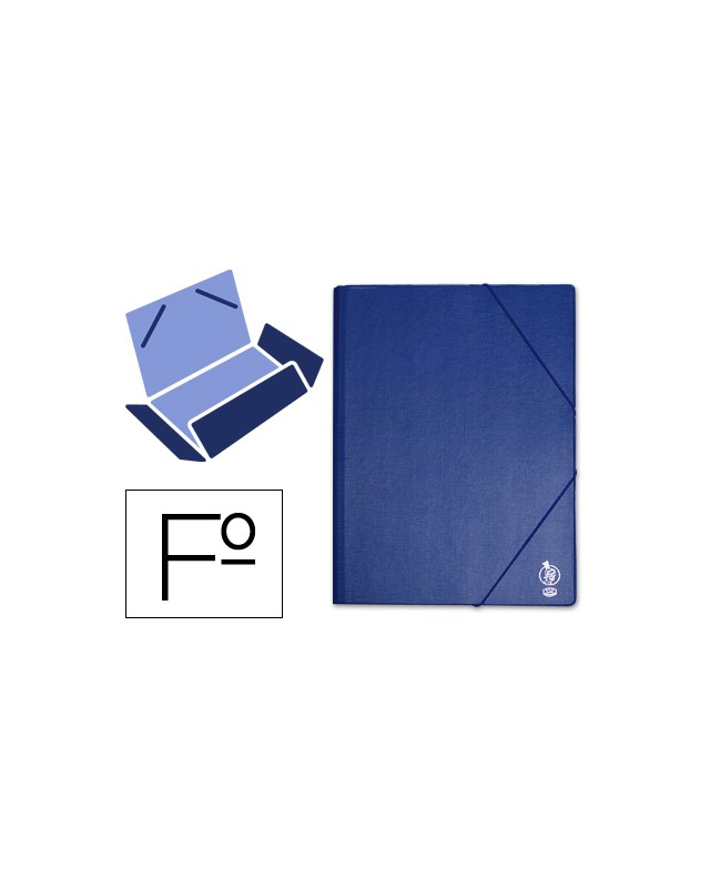 Carpeta liderpapel gomas tres solapas plastico folio color azul