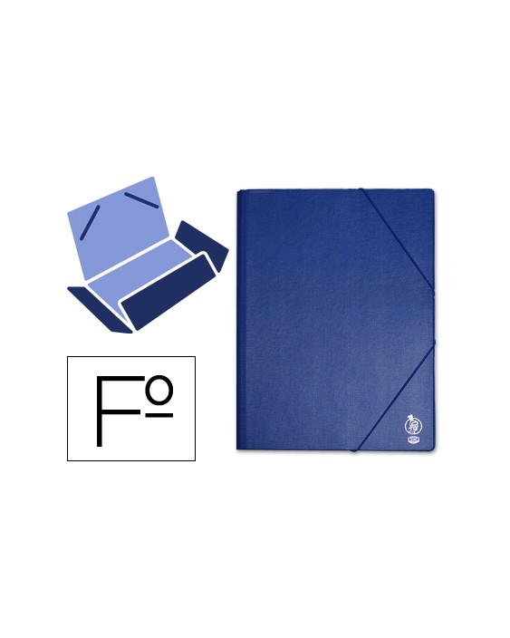 Carpeta liderpapel gomas tres solapas plastico folio color azul