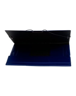 Carpeta liderpapel gomas tres solapas plastico folio color azul