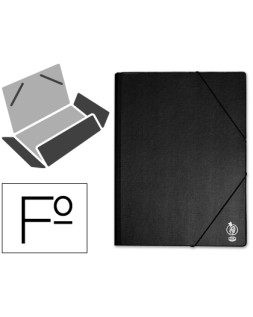 Carpeta liderpapel gomas tres solapas plastico folio color negro
