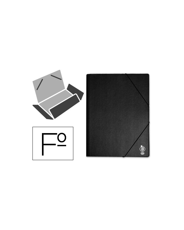 Carpeta liderpapel gomas tres solapas plastico folio color negro
