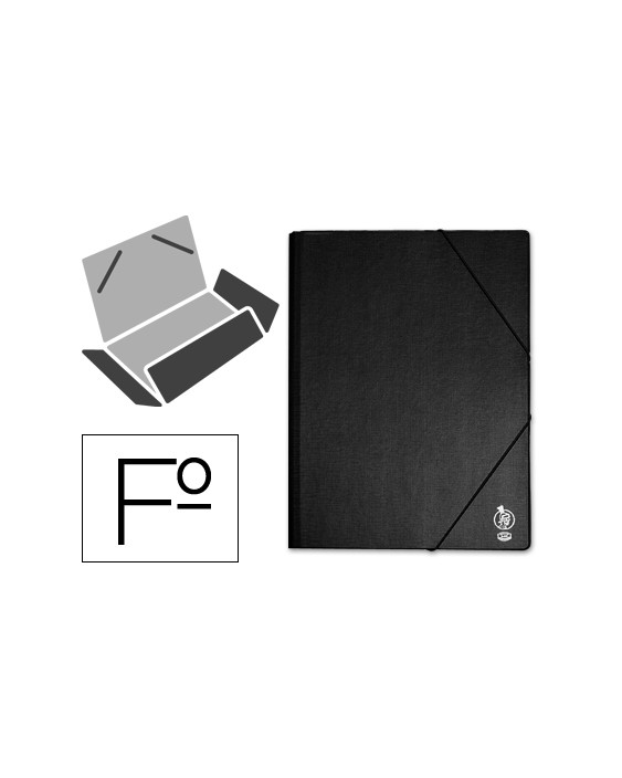 Carpeta liderpapel gomas tres solapas plastico folio color negro