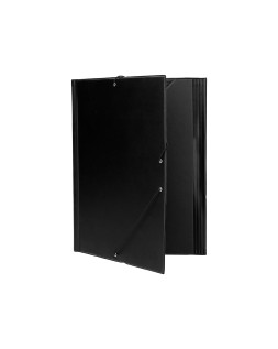 Carpeta liderpapel gomas tres solapas plastico folio color negro