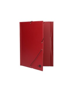 Carpeta liderpapel gomas tres solapas plastico folio color rojo