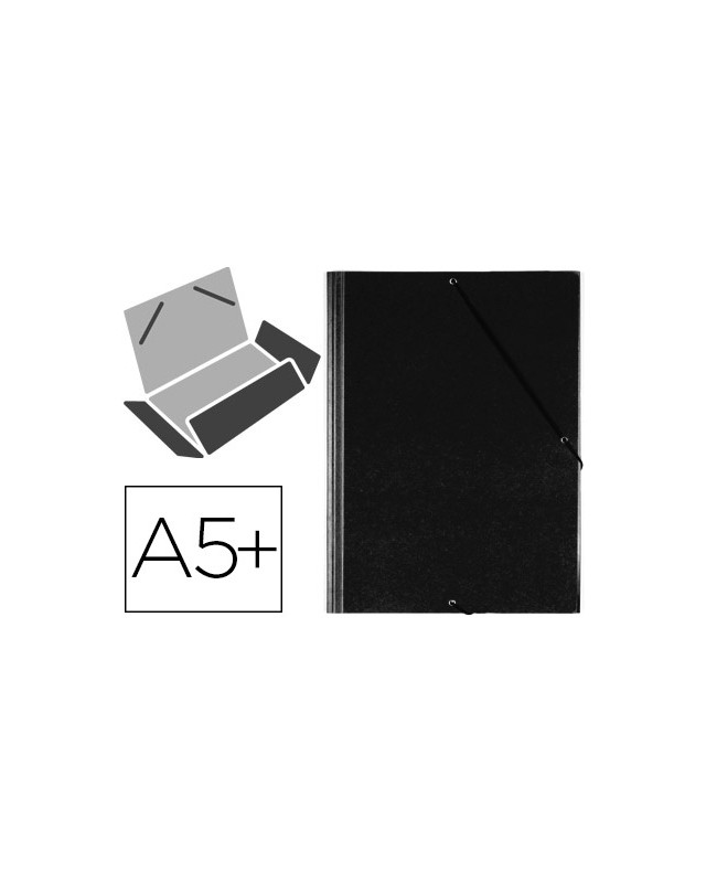 Carpeta saro gomas tres solapas plastico cuarto color negro