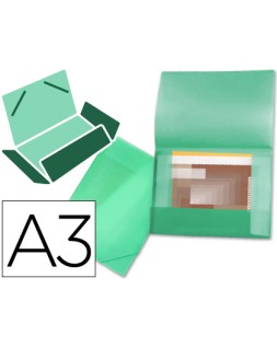Carpeta liderpapel portadocumentos 44803 solapas polipropileno din a3 verde translucido lomo flexible