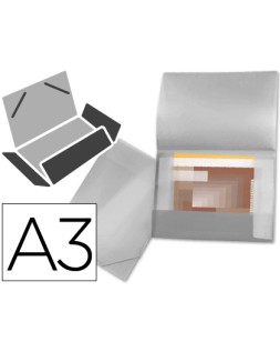 Carpeta liderpapel portadocumentos 44804 solapas polipropileno din a3 transparente translucido lomo flexible