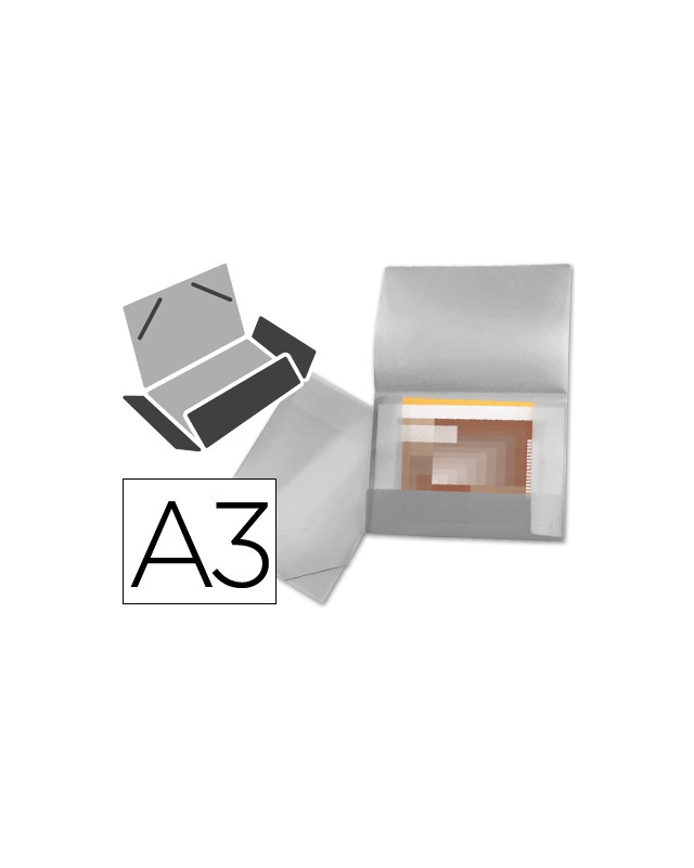Carpeta liderpapel portadocumentos 44804 solapas polipropileno din a3 transparente translucido lomo flexible