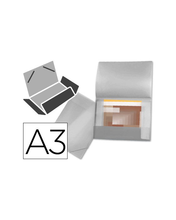 Carpeta liderpapel portadocumentos 44804 solapas polipropileno din a3 transparente translucido lomo flexible