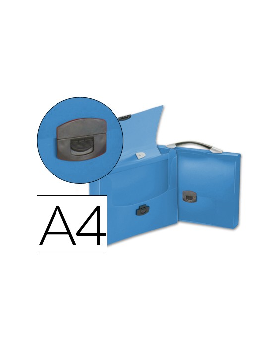 Carpeta liderpapel portadocumentos broche polipropileno din a4 azul transparente con asa