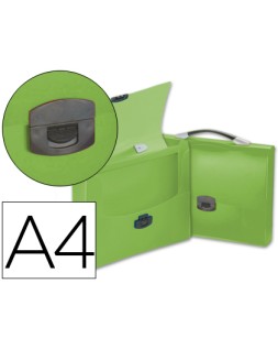 Carpeta liderpapel portadocumentos broche polipropileno din a4 verde transparente con asa