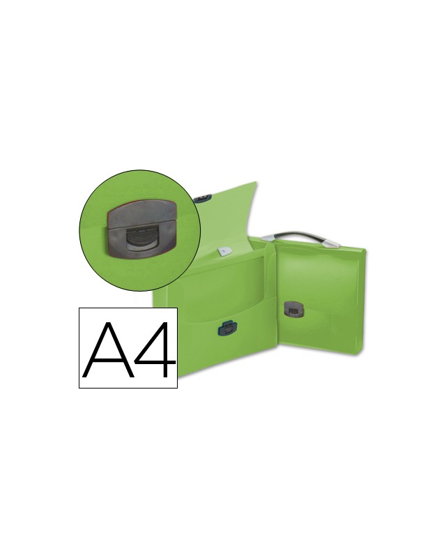 Carpeta liderpapel portadocumentos broche polipropileno din a4 verde transparente con asa