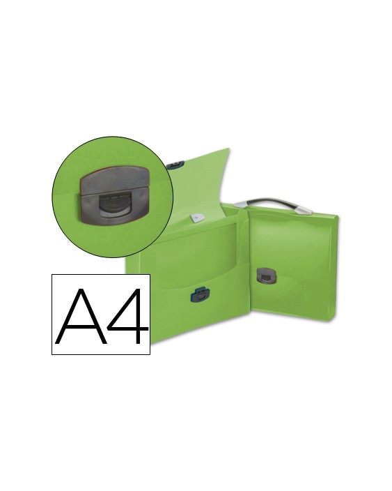 Carpeta liderpapel portadocumentos broche polipropileno din a4 verde transparente con asa