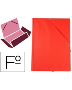 Carpeta liderpapel gomas tres solapas plastico folio color rojo