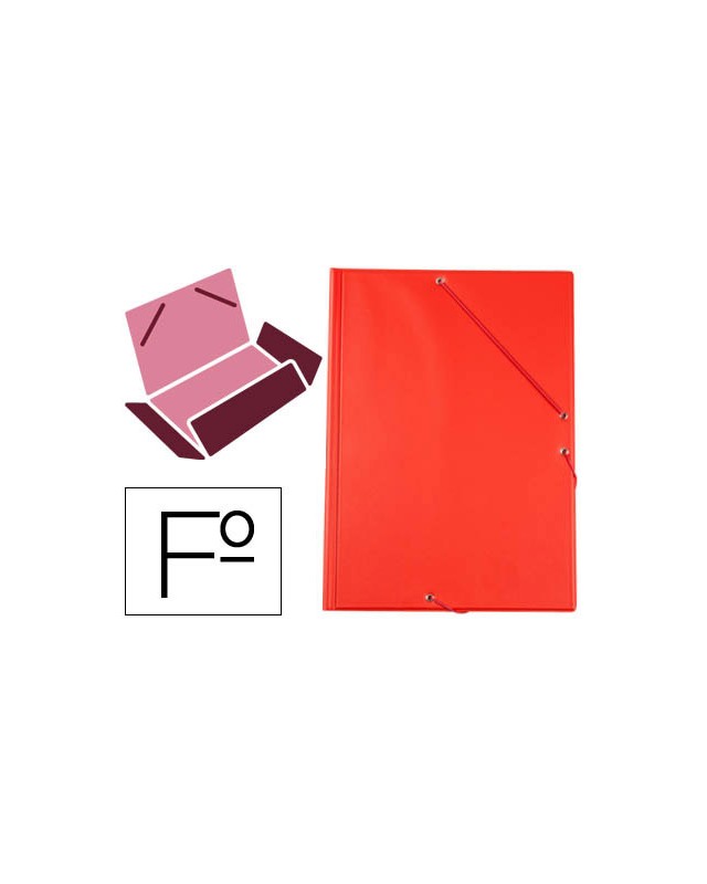 Carpeta liderpapel gomas tres solapas plastico folio color rojo