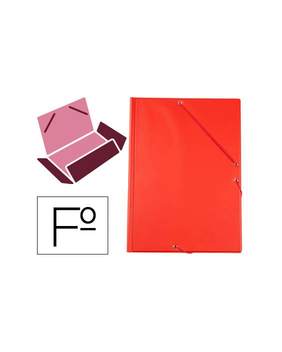 Carpeta liderpapel gomas tres solapas plastico folio color rojo