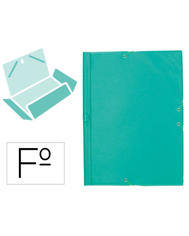 Carpeta liderpapel gomas tres solapas plastico folio color verde