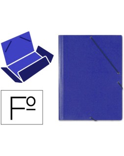 Carpeta saro gomas tres solapas carton folio color azul