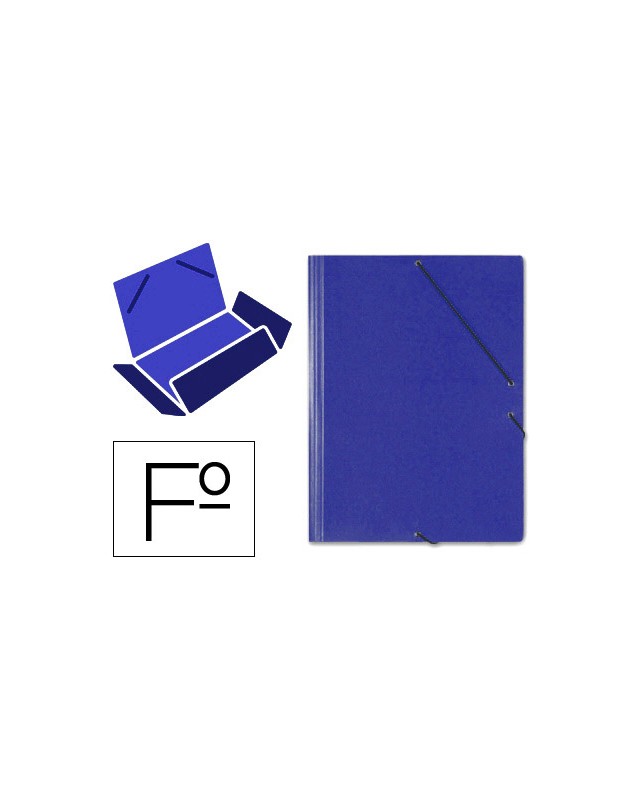 Carpeta saro gomas tres solapas carton folio color azul