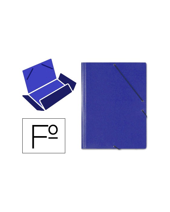 Carpeta saro gomas tres solapas carton folio color azul
