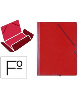 Carpeta saro gomas tres solapas carton folio color rojo