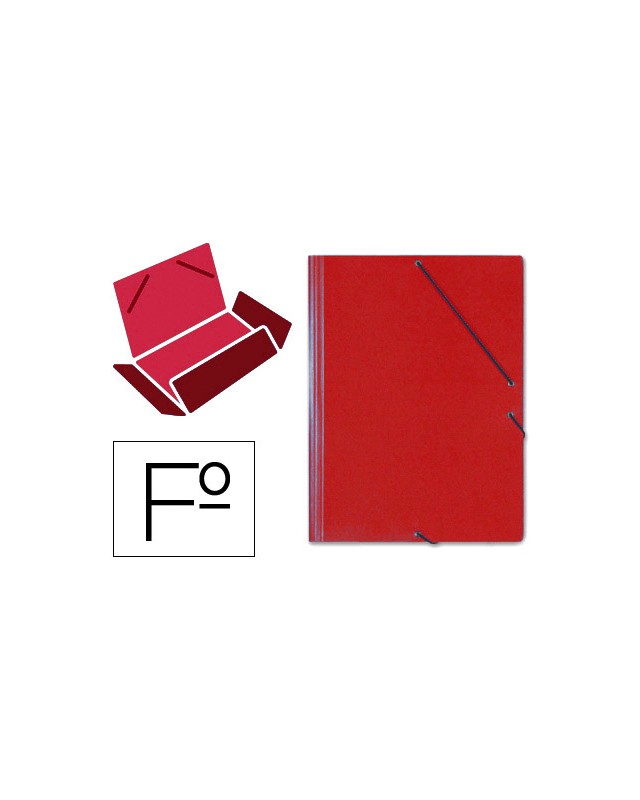 Carpeta saro gomas tres solapas carton folio color rojo