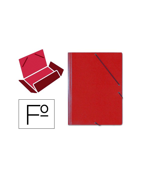 Carpeta saro gomas tres solapas carton folio color rojo