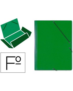 Carpeta saro gomas tres solapas carton folio color verde